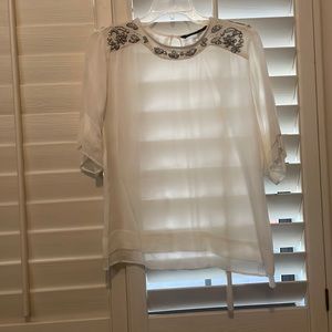 Zara top, white with jewel lining (XL)